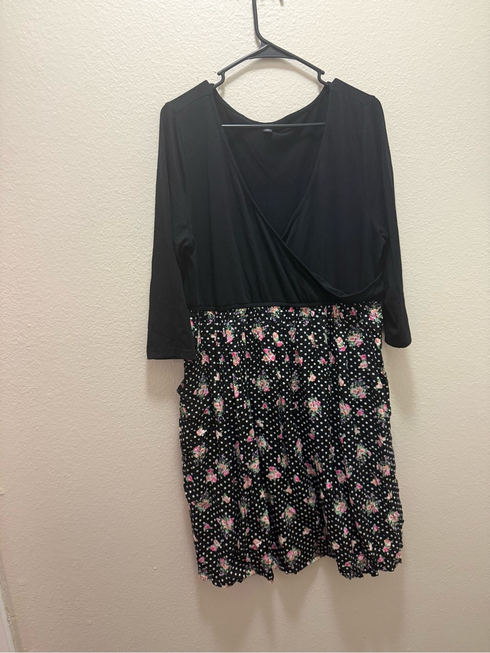 torrid Black Floral & Polka Dot Long Sleeve Dress